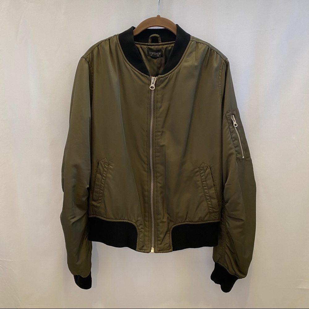 Topshop Olive Green Bomber Jacket
